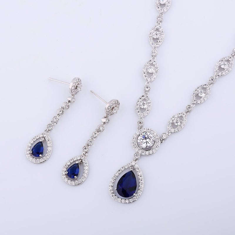 GULICX AAA Cubic Zirconia CZ Women's Party Jewelry Set Fashion Earrings Pendant Necklace Set Silver Tone - Image 5